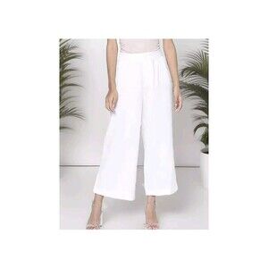 CYNTHIA ROWLEY 100% Linen Pants Wide Leg White Pockets And Belt Size 8